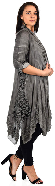 Desiner Tunic set, Women's 2 PC Netted Embroidered Lace Tunic set,  Blouse Top + Vest Set