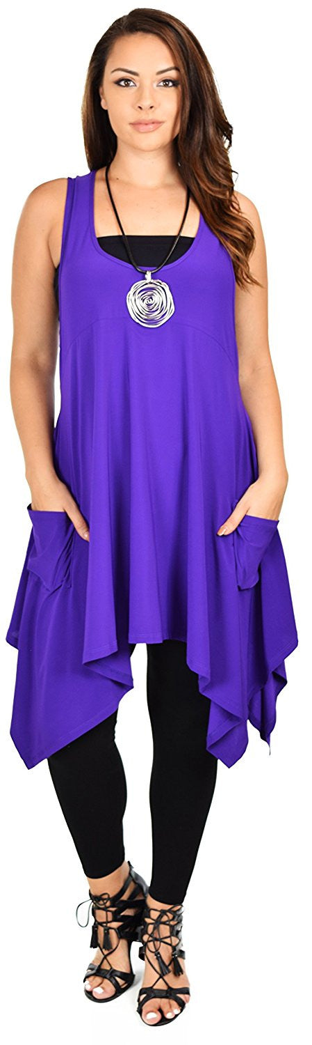 Plus Size Tunic, Swing Long Tank Tall Top | Sleeveless Summer Tunic , Full figured Tunic,