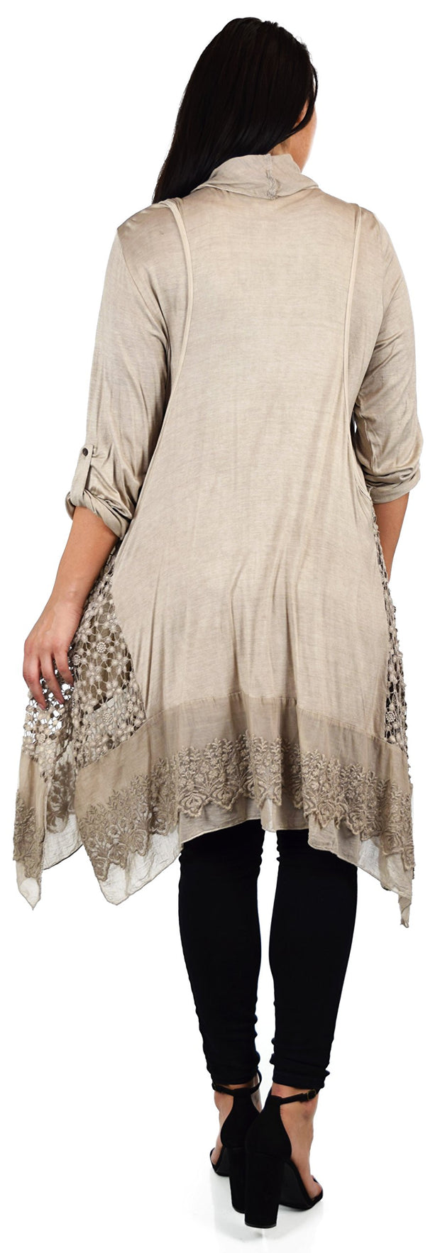 Desiner Tunic set, Women's 2 PC Netted Embroidered Lace Tunic set,  Blouse Top + Vest Set