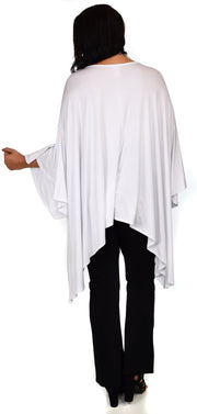 Asymmetrical Oversized Tunic , Full Figured Poncho Top, Plus Size Tunic top, Top Cover Up w/ Butterfly Sleeves