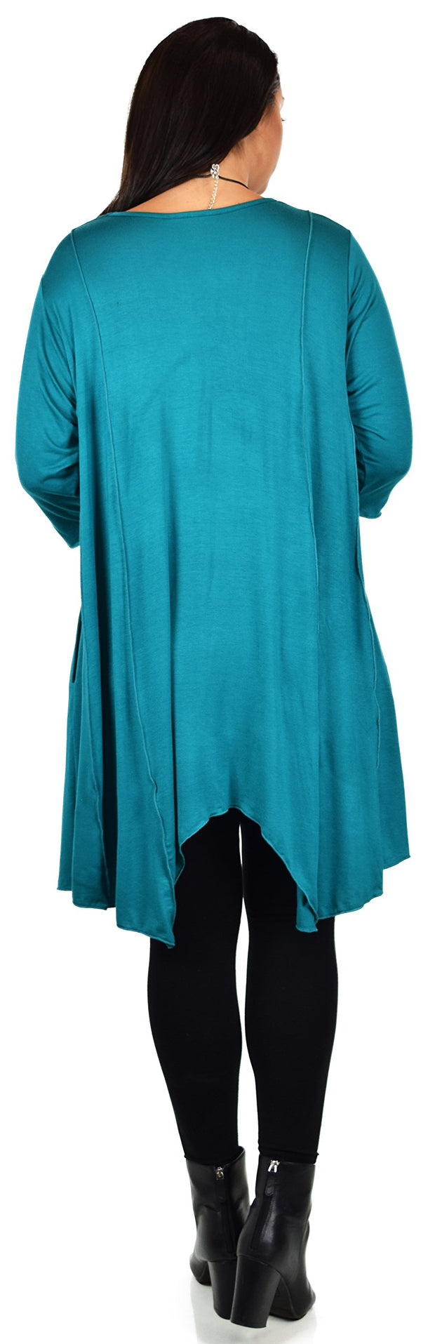 Plus Size Asymmetrical Fishtail Tunic Top w/Side Pockets