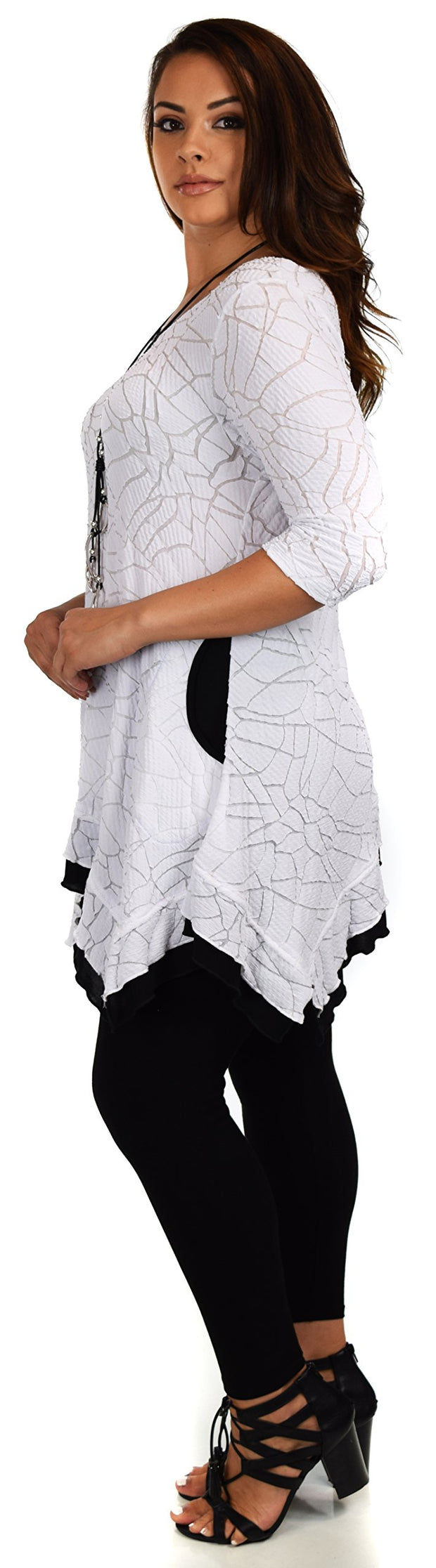 Plus Size 3/4 Sleeve A Line Swing Tunic Dress Blouse Top