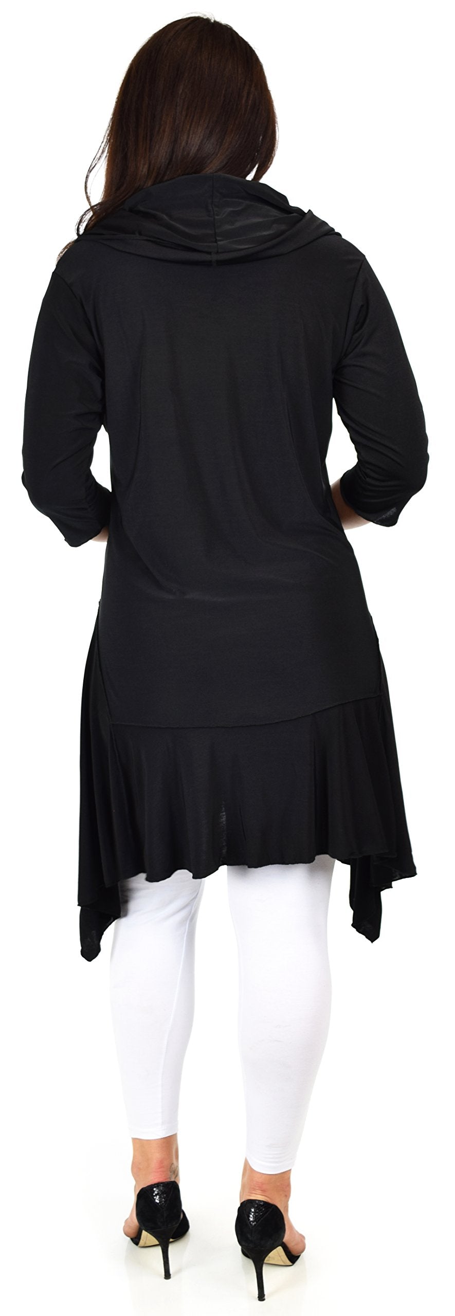 ComfyPlus Crazy Cuts long Lagenlook Plus Size and Regular size Tunic Dress with Mock Front Scarf. Free Shipping Limited Time