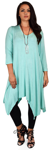 Plus Size Long 3/4 Sleeve Flared Swing Tunic Dress Blouse Top
