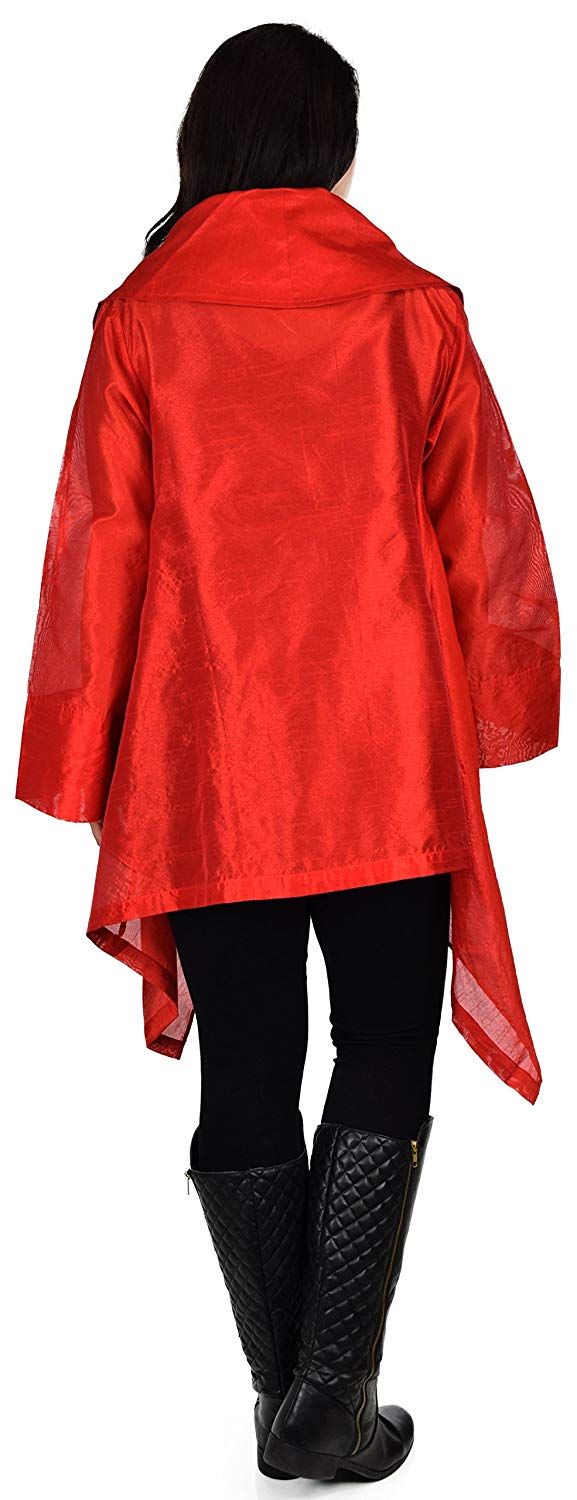 Dare2bStylish Women Plus Size Loose Fitting Poly Silk Designer Cover Up Duster Jacket