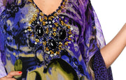Beaded Stonework Caftan Poncho Tunic Top | Cover Up | Reg & Plus Sizes