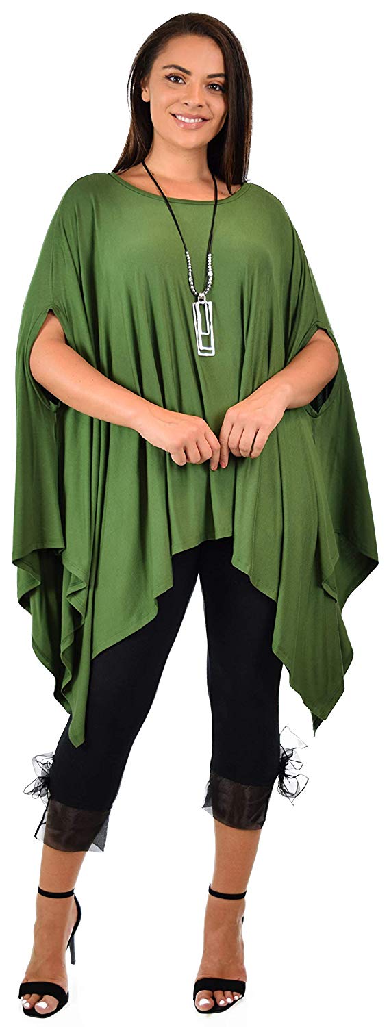 Dare2bStylish Women Versatile Loose Fit Dolman Poncho Tunic Dress Top Cover Up