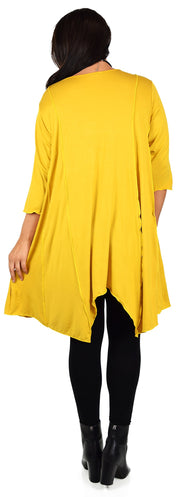 Plus Size Asymmetrical Fishtail Tunic Top w/Side Pockets