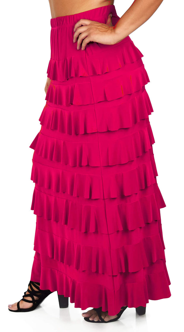 Dare2bStylish Women Waterfall 8 Tiered Boho Layered Maxi Skirt | Reg & Plus Sizes