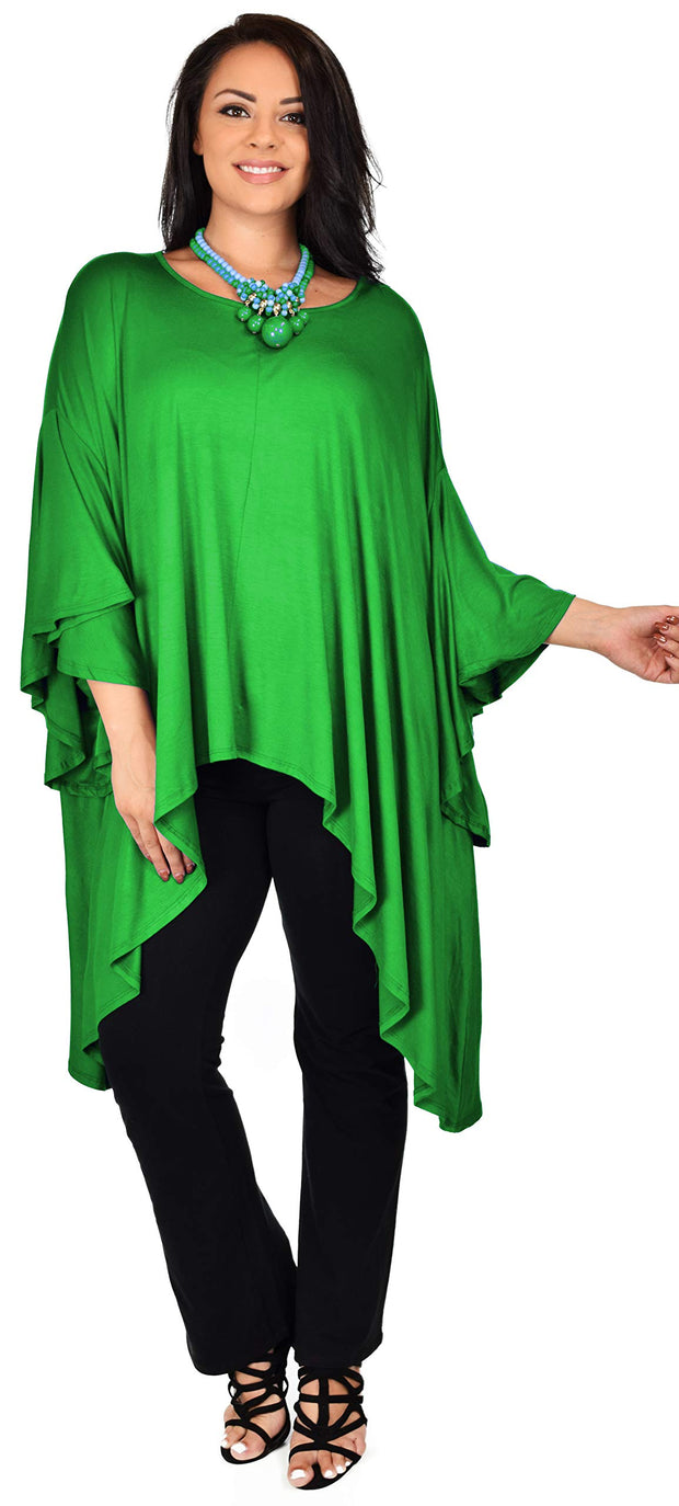 Asymmetrical Oversized Tunic , Full Figured Poncho Top, Plus Size Tunic top, Top Cover Up w/ Butterfly Sleeves