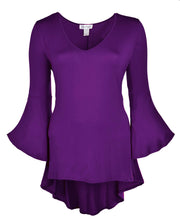 Women Plus Size High Low Bell Sleeve Gothic Blouse Tunic Top