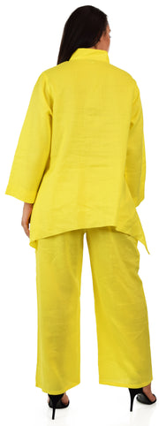 Women's Comfy 2 Piece Linen Summer Pants and Top Set, Linen Cooling Summer Outfit, Cooling Travel Set for Warm Weather, Reg and Plus Sizes