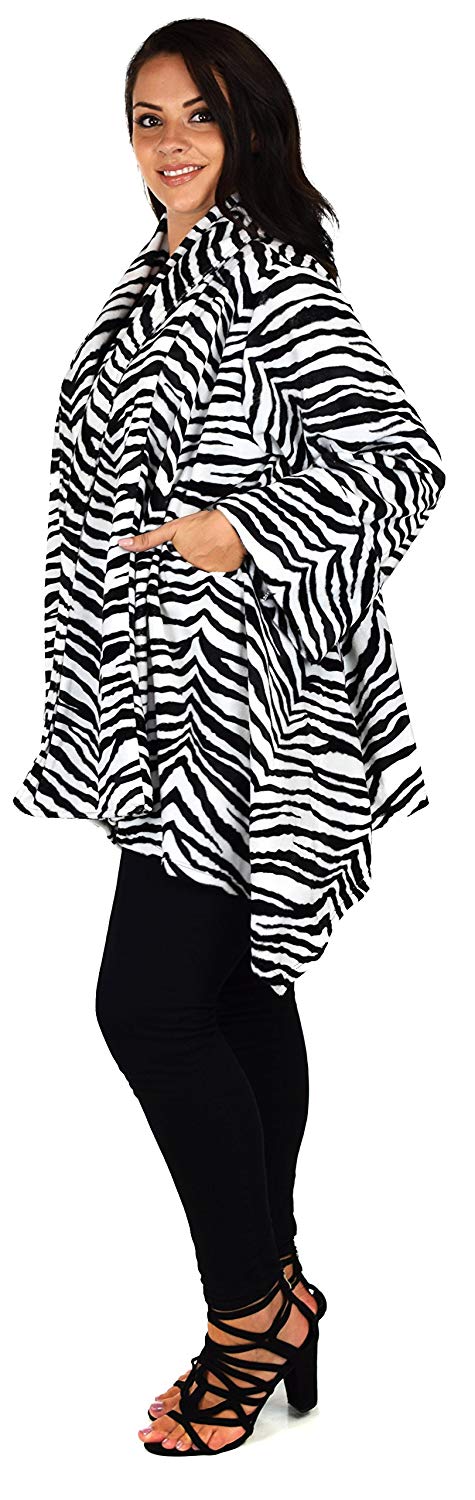 Dare2bStylish Women Plus Size Cover Up Duster Jacket, Animal Prints Velvet Jacket coat