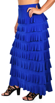 Dare2bStylish Women Waterfall 8 Tiered Boho Layered Maxi Skirt | Reg & Plus Sizes