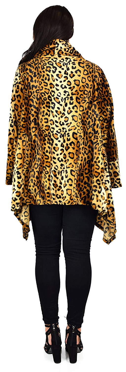 Dare2bStylish Women Plus Size Cover Up Duster Jacket, Animal Prints Velvet Jacket coat