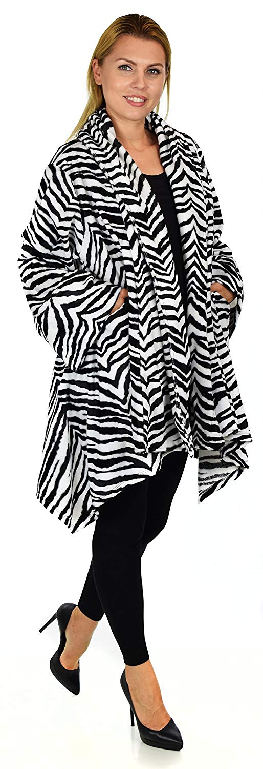 Dare2bStylish Women Plus Size Cover Up Duster Jacket, Animal Prints Velvet Jacket coat