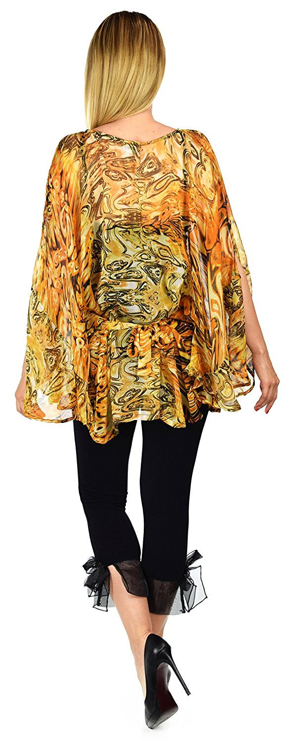 Beaded Butterfly Sleeve Tunic Blouse Top / Cover Up | Reg & Plus Sizes