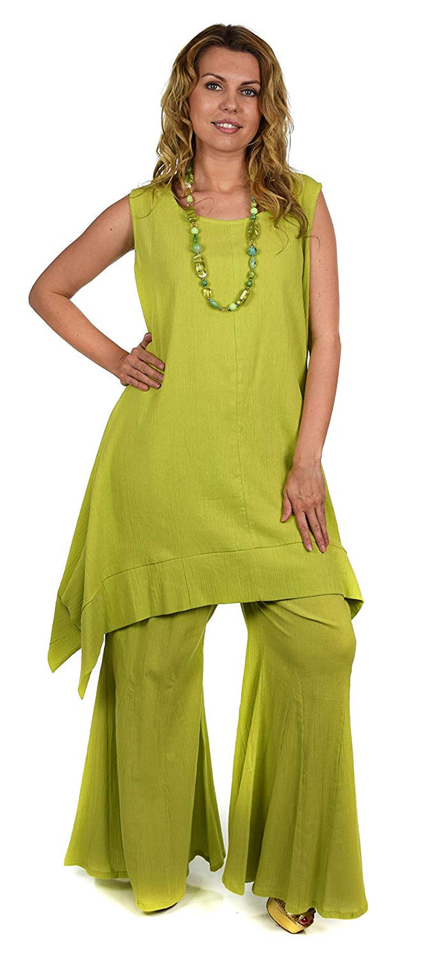 Dare2bStylish Women 2 Piece Summer Top & Flared Pants Set Outfit in Plus Sizes