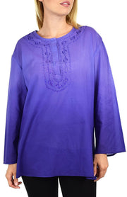 Embroidered Summer Tunic, Ombre dyed Tunic, Tie Dye Ombre Blouse, women Tie dye Shirt Top Regular and Plus Sizes