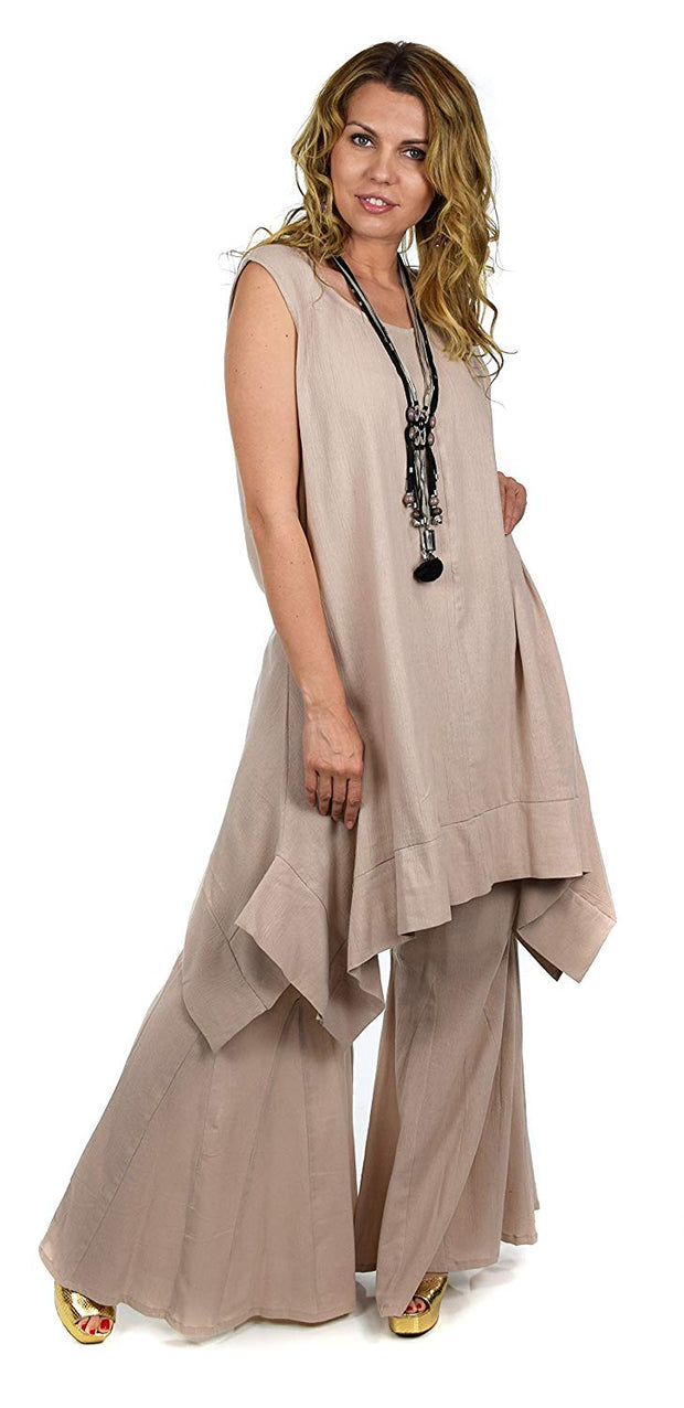 Dare2bStylish Women 2 Piece Summer Top & Flared Pants Set Outfit in Plus Sizes