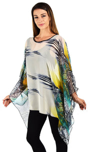 Digital print Poncho, Chiffon Caftan, Summer Chiffon Poncho,  Beach Cover Up,  Caftan Tunic, Prited animal print Caftan