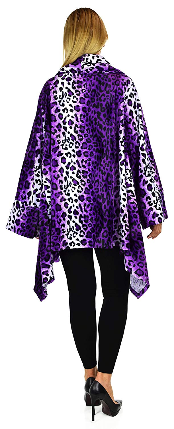 Dare2bStylish Women Plus Size Cover Up Duster Jacket, Animal Prints Velvet Jacket coat