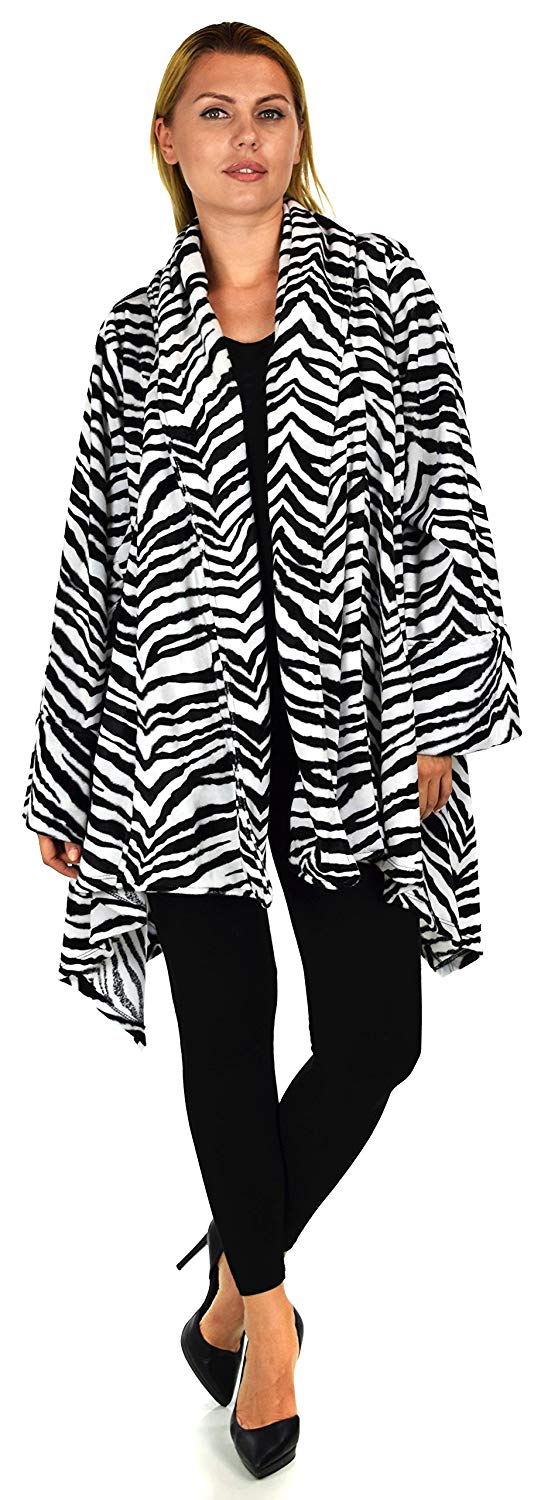 Dare2bStylish Women Plus Size Cover Up Duster Jacket, Animal Prints Velvet Jacket coat