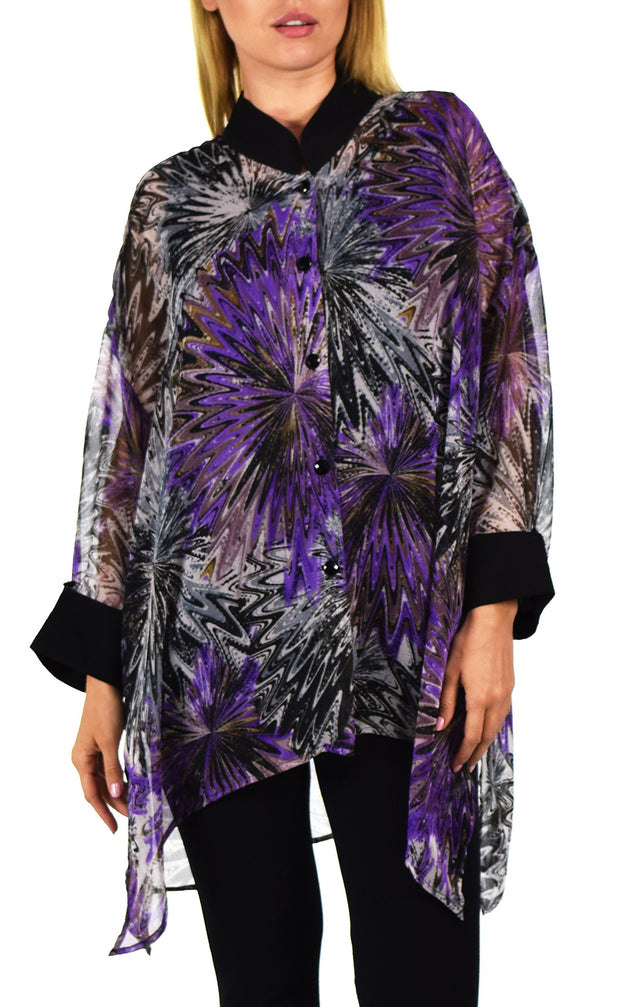 ComfyPlus, Plus Size Shirt, Oversize Shirt, Chiffon Shirt, Plus Size top, Designer Shirt, Zebra Print, Big Shirt,Plus size clothing