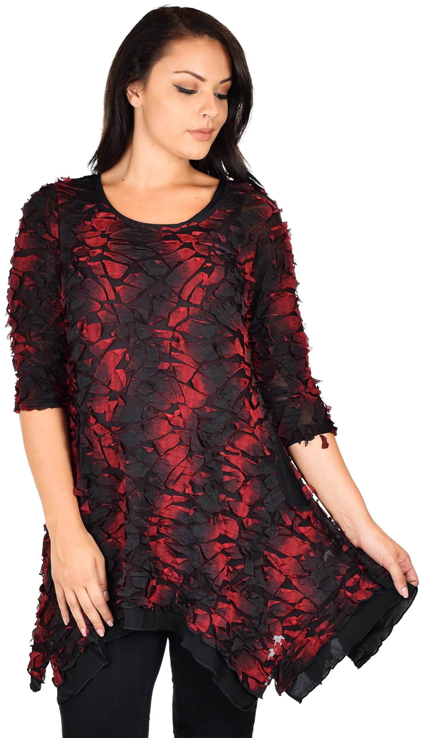 Plus Size 3/4 Sleeve A Line Swing Tunic Dress Blouse Top
