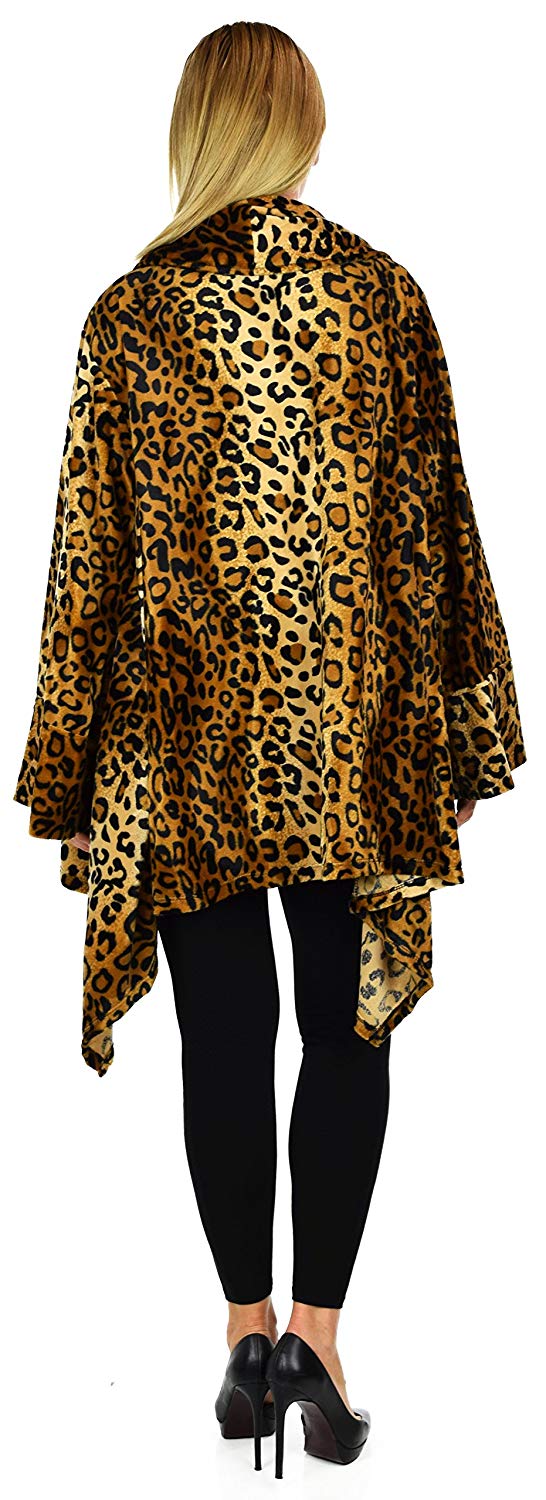 Dare2bStylish Women Plus Size Cover Up Duster Jacket, Animal Prints Velvet Jacket coat