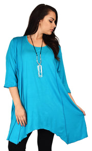 Plus Size Asymmetrical Fishtail Tunic Top w/Side Pockets