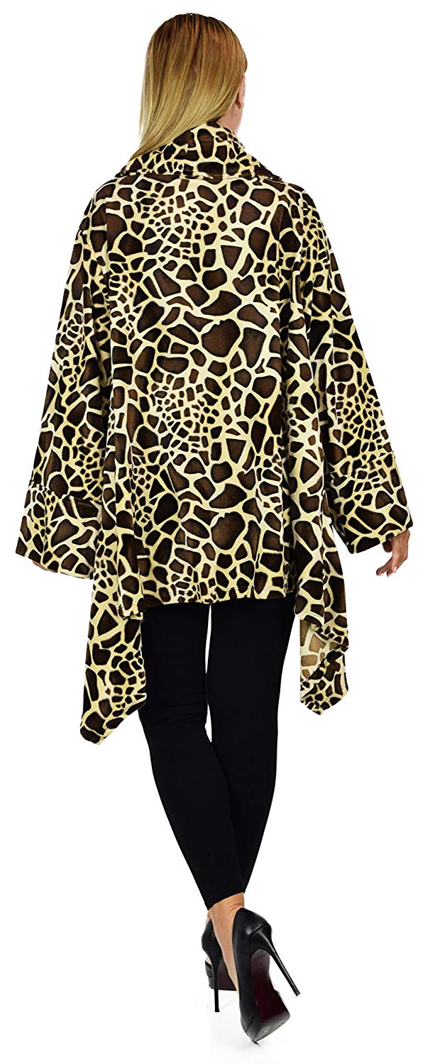 Dare2bStylish Women Plus Size Cover Up Duster Jacket, Animal Prints Velvet Jacket coat