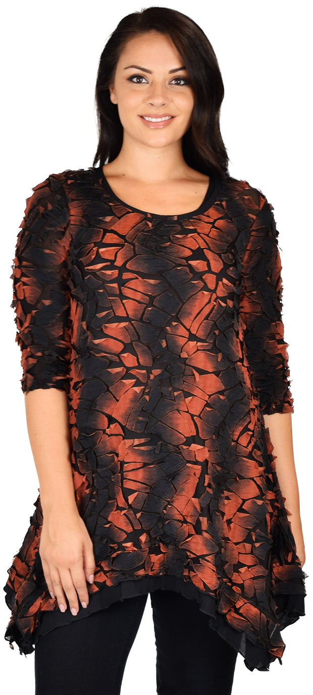 Plus Size 3/4 Sleeve A Line Swing Tunic Dress Blouse Top