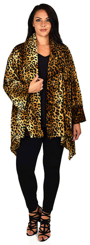 Dare2bStylish Women Plus Size Cover Up Duster Jacket, Animal Prints Velvet Jacket coat