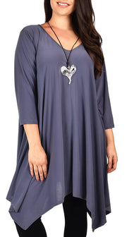 Plus Size Long 3/4 Sleeve Flared Swing Tunic Dress Blouse Top
