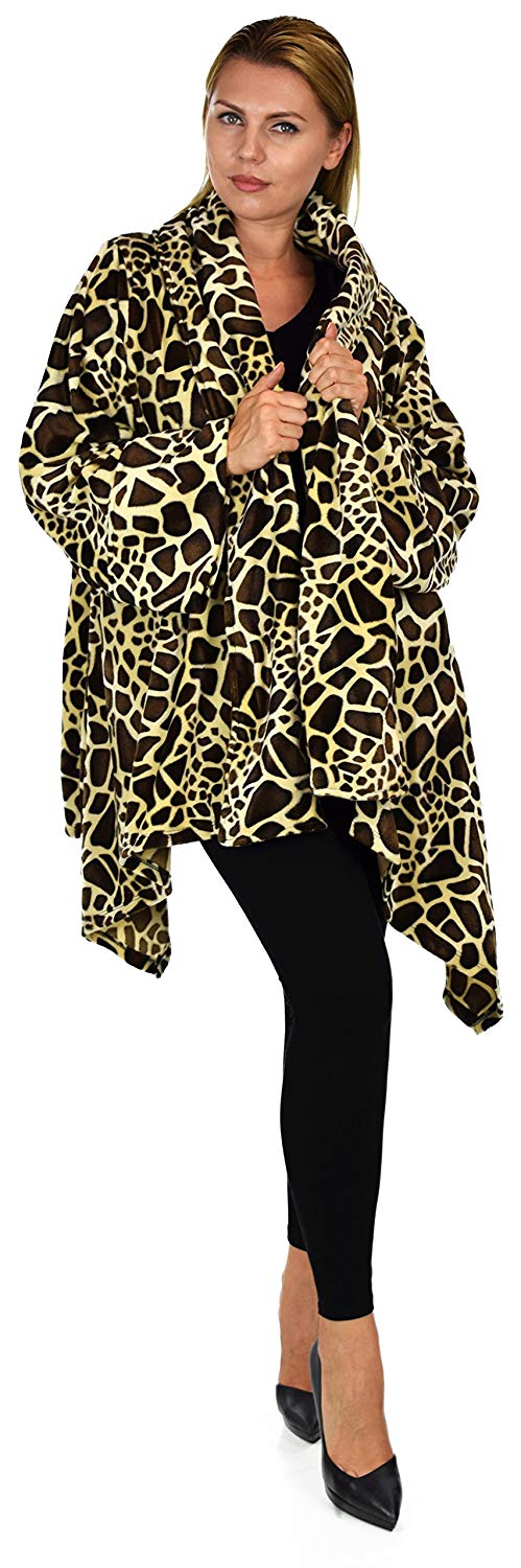 Dare2bStylish Women Plus Size Cover Up Duster Jacket, Animal Prints Velvet Jacket coat