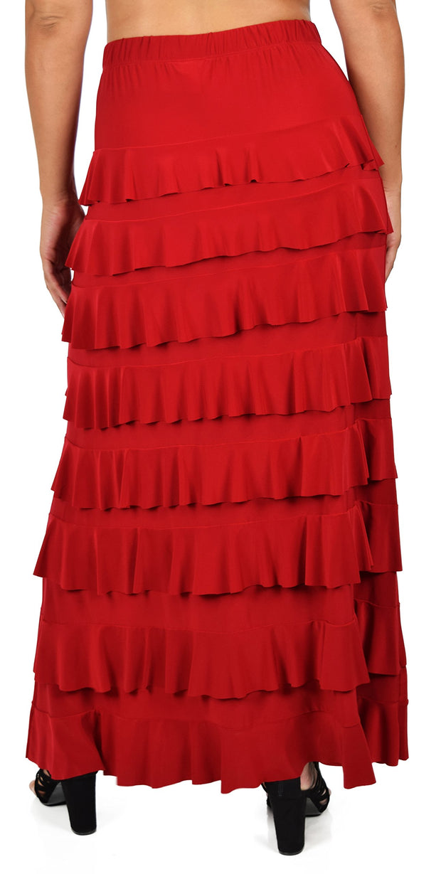 Dare2bStylish Women Waterfall 8 Tiered Boho Layered Maxi Skirt | Reg & Plus Sizes