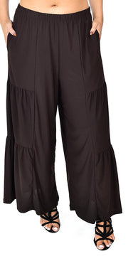 Plus Size Loose Fitting Tiered Boho Wide Leg Palazzo Pants