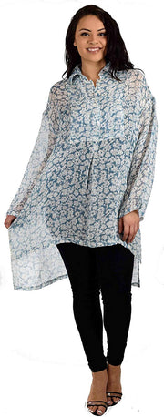 Zopali Plus Size Linen Gauze Top, Boxy linen tunic, Relaxed Fit tunic. Linen Breathable Full sleeve High Low Dressy Shirt Top