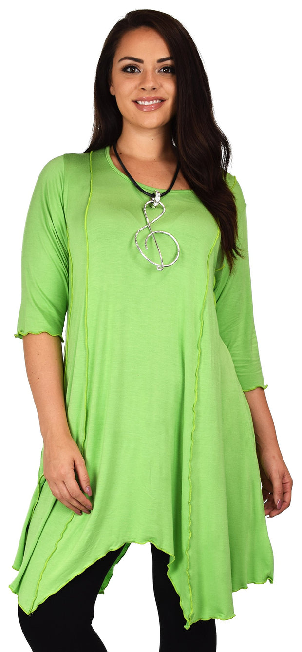 Plus Size Asymmetrical Fishtail Tunic Top w/Side Pockets