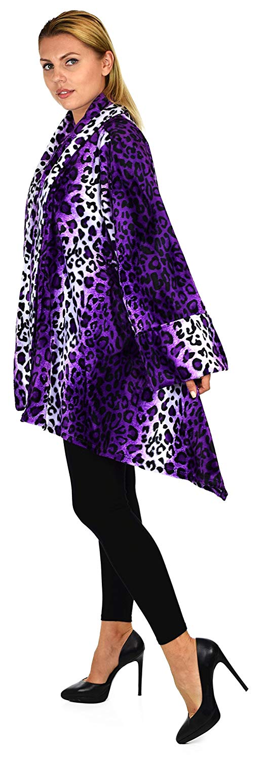 Dare2bStylish Women Plus Size Cover Up Duster Jacket, Animal Prints Velvet Jacket coat