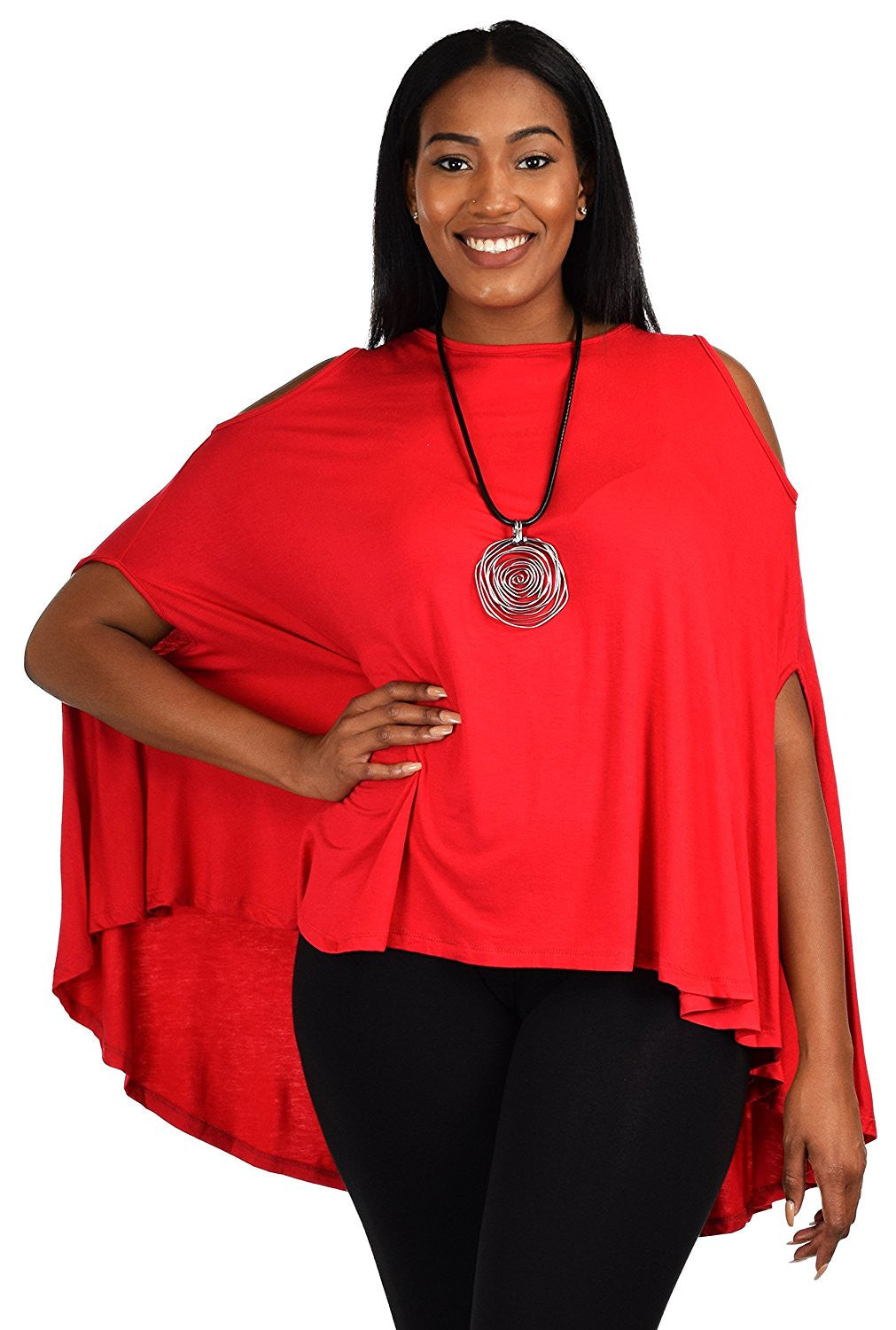 Plus Size Summer Batwing Cold Shoulder Tunic Blouse Top