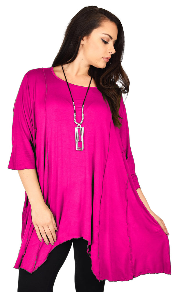 Plus Size Asymmetrical Fishtail Tunic Top w/Side Pockets