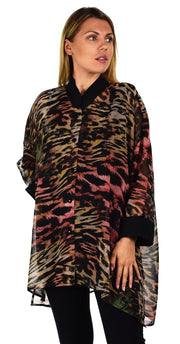ComfyPlus, Plus Size Shirt, Oversize Shirt, Chiffon Shirt, Plus Size top, Designer Shirt, Zebra Print, Big Shirt,Plus size clothing