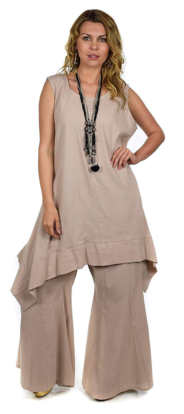 Dare2bStylish Women 2 Piece Summer Top & Flared Pants Set Outfit in Plus Sizes