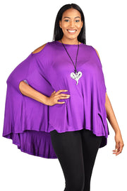 Plus Size Summer Batwing Cold Shoulder Tunic Blouse Top