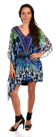Digital Print Caftan, Embellished Caftan, Beach wear Tunic, V Neck / Cover Up, Women Caftan, Summer Caftan,