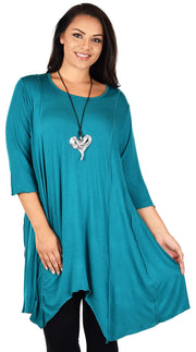 Plus Size Asymmetrical Fishtail Tunic Top w/Side Pockets