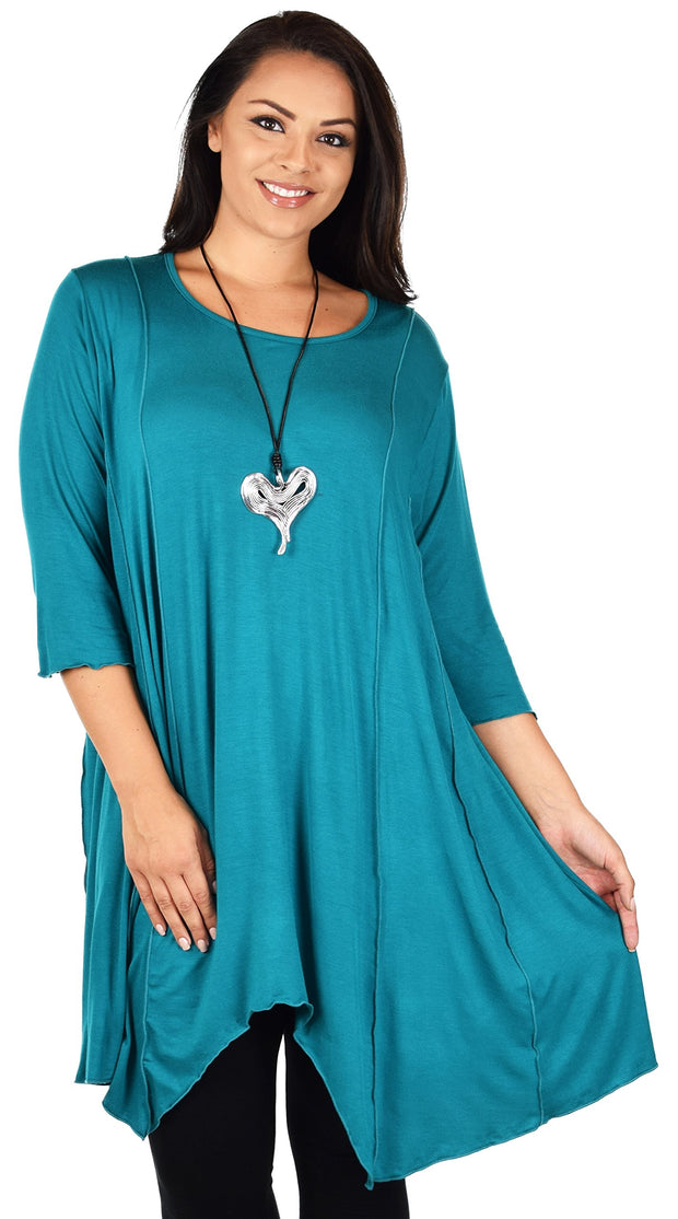 Plus Size Asymmetrical Fishtail Tunic Top w/Side Pockets