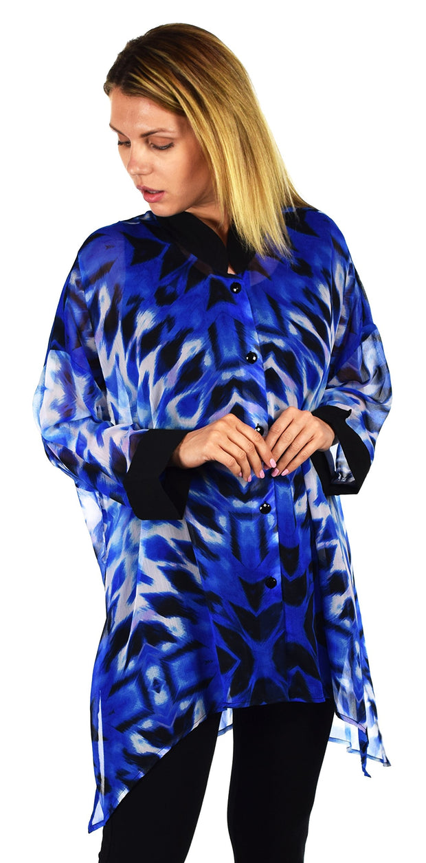 ComfyPlus, Plus Size Shirt, Oversize Shirt, Chiffon Shirt, Plus Size top, Designer Shirt, Zebra Print, Big Shirt,Plus size clothing